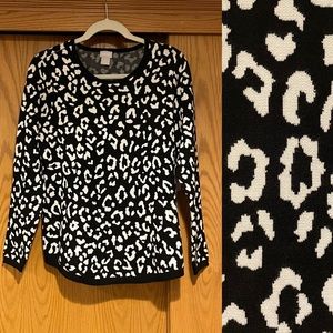 Chico’s Pullover Sweater, Alpine Leopard, Chicos 1 (Standard M/8) NEW W/TAGS